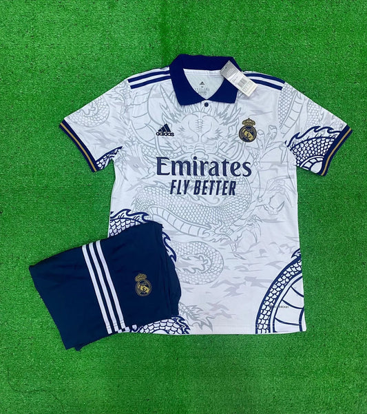 REAL MADRID WHITE DRAGON FULL KIT (JERSEY AND SHORTS)